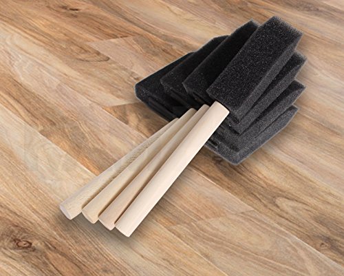 Vanitek 10 Piece Flat Flexible Poly Foam Bevel-Tipped Brush Set with Wooden Handles - Ideal for Applying Paint, Oil-Based Paints, Stain, Varnish, Enamel, Latex Paint, Smooth Surfaces, & Arts & Crafts