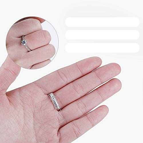 Invisible Ring Size Adjuster 2 Sizes of 12 Packs, Silicone Ring Size Adjuster for Loose Rings,for Men and Women,Spiral Silicone Tightener Fits Most Round Rings(6+6)