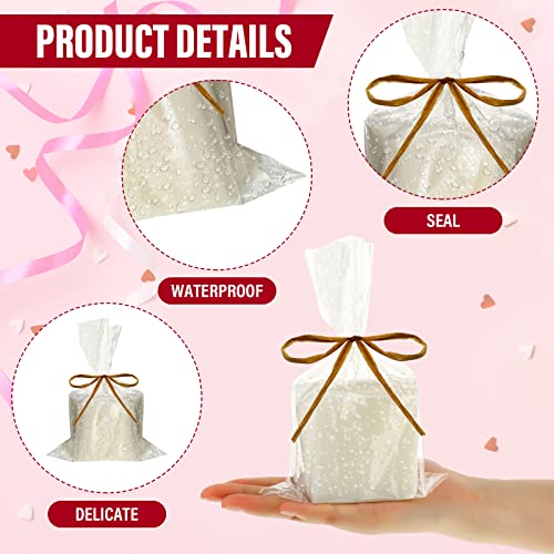 Tudomro Clear Soap Bags for Packaging Soap Wrappers Transparent Cellophane Bags Soap Packaging with Soap Raffia Rope for Homemade Soap Craft Gift Box Birthday Party Favor Packaging Supplies (100 Pcs)