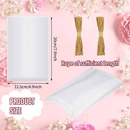 Tudomro Clear Soap Bags for Packaging Soap Wrappers Transparent Cellophane Bags Soap Packaging with Soap Raffia Rope for Homemade Soap Craft Gift Box Birthday Party Favor Packaging Supplies (100 Pcs)