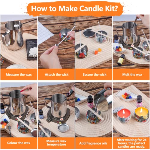 Anicco Candle Making Kit,Contains Soy Wax, Exquisite Jars,DIY Candle Making Kit for Beginners, Children and Adults, Perfect as Home Decorations