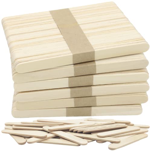 WISYOK 240 Pcs Natural Wood Craft Sticks, Popsicle Sticks, Lolly Sticks for Crafts 4.5 Inch, Ideal for Homeschool Arts and Crafts, Waxing Supplies, Classroom Art Supplies