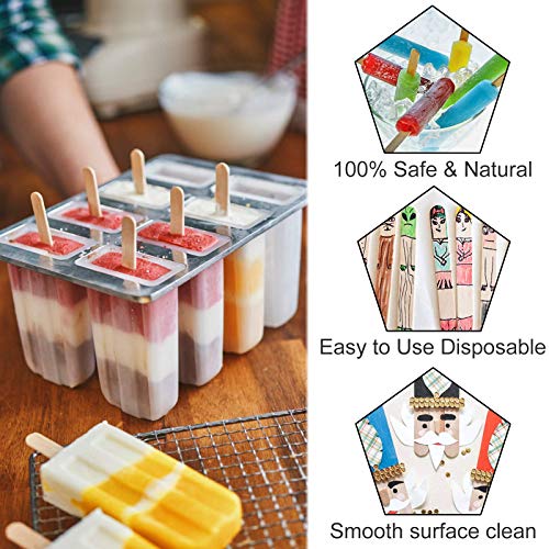 WISYOK 240 Pcs Natural Wood Craft Sticks, Popsicle Sticks, Lolly Sticks for Crafts 4.5 Inch, Ideal for Homeschool Arts and Crafts, Waxing Supplies, Classroom Art Supplies