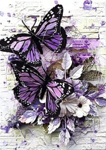 5d diamond painting kits for adults,full drill diamond art animals butterfly rhinestone painting with diamonds pictures arts and crafts for home wall decor（12×16 inch）