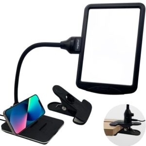 magnipros 4x magnifying desk lamp with detachable clamp, usb fast charge, magnifying glass with stepless dimming & extra large viewing area for reading, painting, sewing, crafts & close work