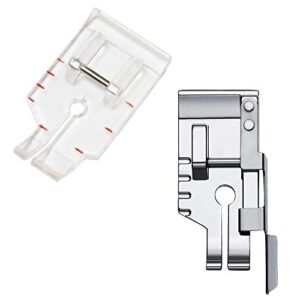 1/4 inch presser foot quilting patchwork foot with edge guide, 1/4 inch clear view quilting presser foot, fit for singer brother babylock janome simplicity low shank sewing machine（2pcs）