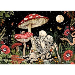 veguude diamond painting kits for adults, mushroom 5d diamond art kits, full drill diy crafts for adults home wall decor diamond dots skeleton moon [11.8×15.7inch]