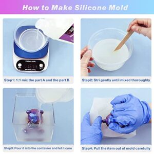 LET'S RESIN Silicone Mold Making Kit Liquid Silicone Rubber Non-Toxic Translucent Clear Mold Making Silicone-Mixing Ratio 1:1-Molding Silicone for Resin Molds,Silicone Molds DIY Manual Making(1Gallon)