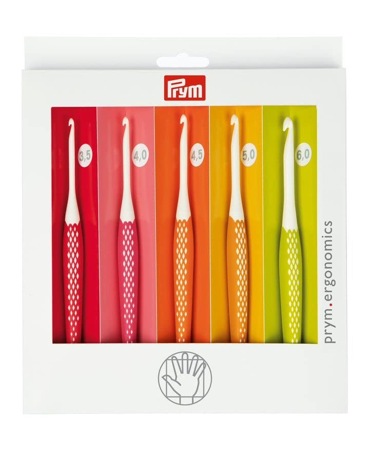 Prym Crochet Hook for Wool Ergonomics 3.50-6.00 mm x 1 Set, Multi, One Size