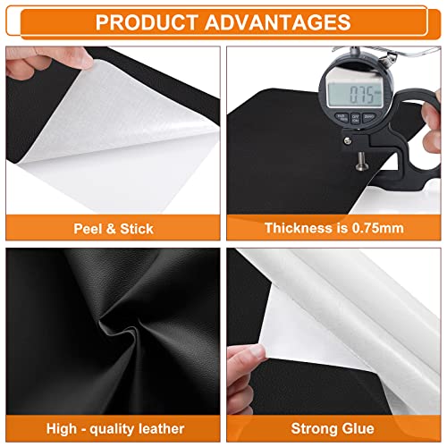 2 pcs Self-Adhesive Leather Repair Patches,8x11 inch Leather Repair Tape for Couches,Vinyl Leather Repair Kit for Furniture,Drivers Car Seats,Handbags,Jackets Black