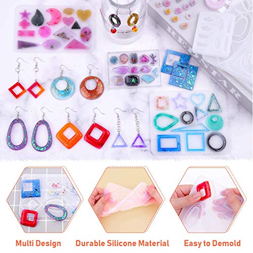 Resin Molds for Jewelry, Paxcoo 678pcs Earring Making Kit with 28pcs Earring Epoxy Molds and 650pcs Earring Hooks, Jump Rings for Resin Jewelry, Pendants, Resin Crafts, DIY Earring