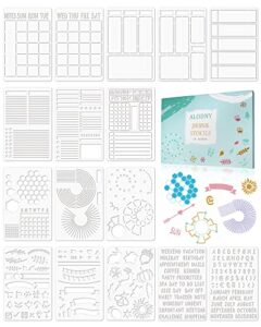 16pcs journal stencils set – time saving bullet journaling supplies/accessories kit -ultimate productivity planner stencil for bullet journal stencils a5 dotted journals