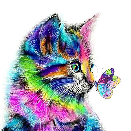 ifymei Paint by Number for Kids and Adults Beginner, DIY Gift Canvas Painting Kits, 16x20 Inch Colorful Cats and Butterflies [Without Frame]