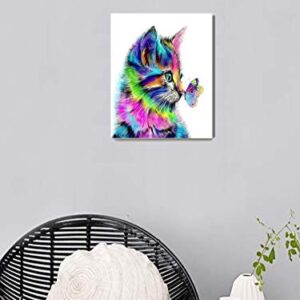 ifymei Paint by Number for Kids and Adults Beginner, DIY Gift Canvas Painting Kits, 16x20 Inch Colorful Cats and Butterflies [Without Frame]