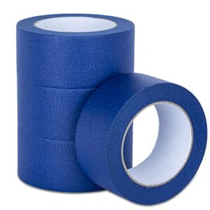 xuxu blue painters tape, 2 inch blue painters masking tape bulk for multi-surface, produce sharp lines, residue-free 196 yards total blue tape set of 4 rolls