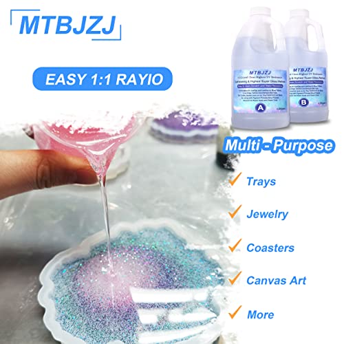 MTBJZJ Crystal Clear Epoxy Resin| Scratch Resistant,UV Resistant Resin Kit | for Resin Molds, Desktop, Craft, Jewelry Casting, DIY-0.5Gallon Kit