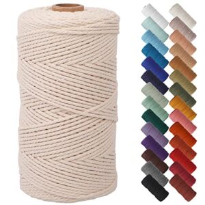 NOANTA Natural Macrame Cord 2mm x 220yards, Colored Macrame Rope, Cotton Rope Macrame Yarn, Colorful Cotton Craft Cord for Wall Hanging, Plant Hangers, Crafts, Knitting