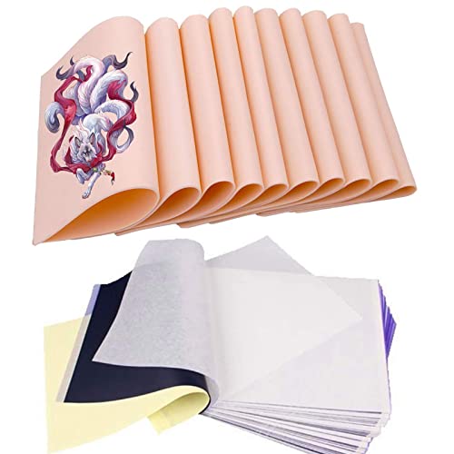 Fake Practice Skin Transfer Paper 40Pcs- Beoncall Fake Skin 10Pcs 8×6in Thermal Stencil Transfer Paper 30Pcs A4 Size 4 Layers