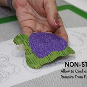 Precision Fusing Mat (17" x 24") Includes Non-Slip/Nonstick mat with See-Through Design for Appliqué Creation, and Bonus Teflon Coated Pressing Sheet!