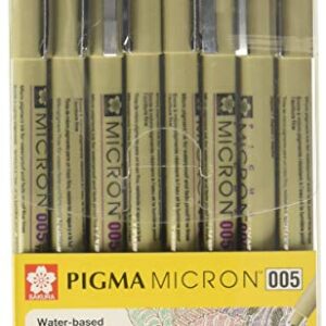 Sakura Pigma Micron 005 8 Color Set Water Based Pigment for Illustration