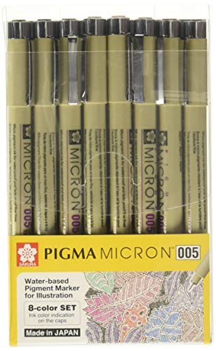 Sakura Pigma Micron 005 8 Color Set Water Based Pigment for Illustration