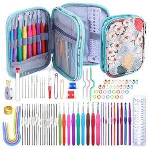 mayboos 96 pack crochet hooks set, ergonomic knitting needle weave yarn kits with storage case and crochet needle accessories, crochet needles kit for beginners and experienced crochet hook lovers