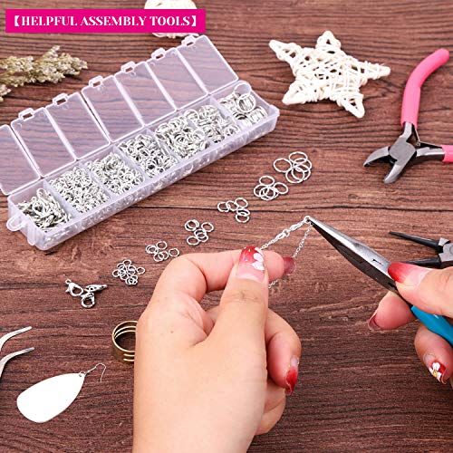 Jump Rings and Jewelry Pliers for Jewelry Making, Cridoz Jewelry Repair Kit with 1520Pcs Silver Jump Rings and 3Pcs Jewelry Pliers for Earrings, Necklaces, Rings, Bracelets and Jewelry Making Supplies