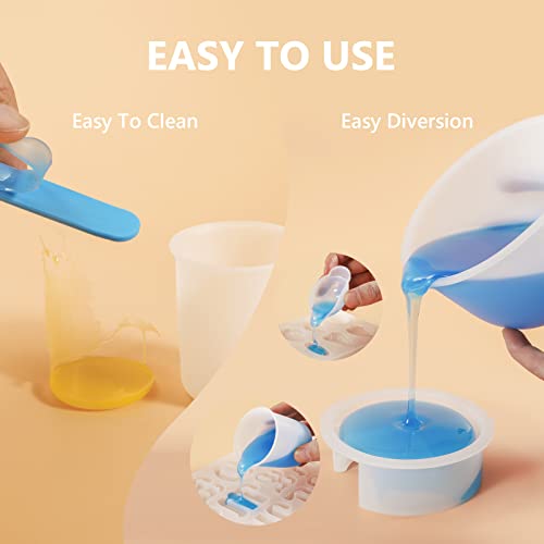 Silicone Measuring Cups for Resin, Resin Supplies with 600&100ml Silicone Cups, Resin Mixing Cups, Silicone Stir Sticks, Epoxy Mixing Cup