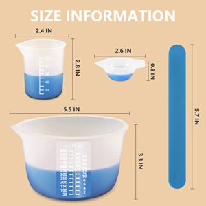 Silicone Measuring Cups for Resin, Resin Supplies with 600&100ml Silicone Cups, Resin Mixing Cups, Silicone Stir Sticks, Epoxy Mixing Cup