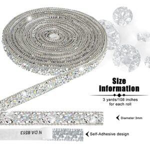 3 Yards Resin Rhinestone Ribbons Self Adhesive Diamond Ribbon Crystal Ribbon Roll Glitter Resin Diamond Ribbons Bling Rhinestone Ribbon for DIY Art Crafts (Silver AB Color, 0.4 Inch)