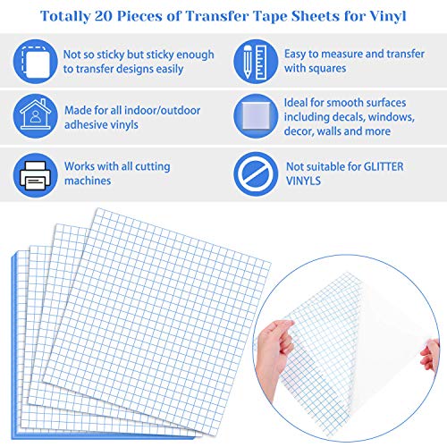 Transfer Tape for Vinyl, Selizo 20 Pack Vinyl Transfer Tape Clear Contact Paper for Cricut Vinyl Craft