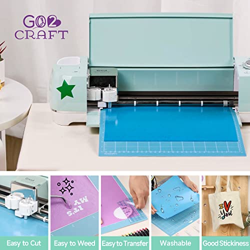 GO2CRAFT Accessories Bundle for Cricut Makers and All Explore Air,90Pcs Ultimate Tools and Accessories with Adhesive Vinyl Sheets, Weeding Tools Bundle, Transfer Vinyl, Cricut Starter Kit for Perfect Crafting Projects