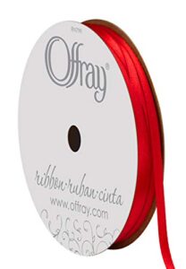 offray double face satin craft ribbon, 1/8-inch x 24-feet, red