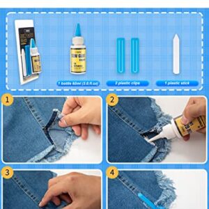 LOCBONDSO 1 Min Fast Dry Sew Glue Liquid Quick Bonding Reinforcing Fabric Adhesives DIY Speedy Fix for Denim Cotton Flannel Clothes Tent Curtain Leather Sofa Cover Polyester Gloves Doll Repair