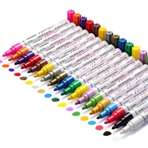 tfive paint markers paint pens, waterproof quick dry and permanent, work on almost anything, oil-based paint marker pen for rock painting, metal, wood, plastic, canvas, glass, mugs, craft – 18 colors