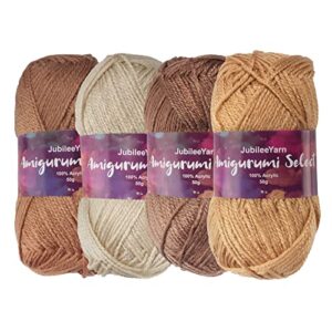 jubileeyarn amigurumi select yarn – baby weight acrylic – shades of brown – 4 skeins