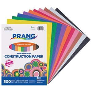 prang (formerly sunworks) construction paper, 10 assorted colors, 9″ x 12″, 500 sheets