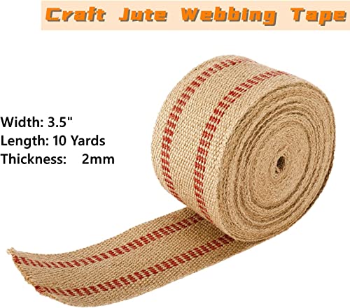 YaeCCC Craft Jute Webbing Tape, 3.5" x 10 Yd Rolls 11 lbs