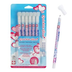 sakura quickie glue pens – liquid glue pens for crafting – pinpoint roller glue – 0.7 mm tip – 6 pack