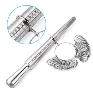 Accmor Ring Sizer Tool Including Ring Mandrel & Ring Sizer Guage, 4 Sizes Ring Measurement Stick Metal Mandrel & Finger Sizing Measuring Tool Set for Jewelry Making Measuring