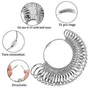 Accmor Ring Sizer Tool Including Ring Mandrel & Ring Sizer Guage, 4 Sizes Ring Measurement Stick Metal Mandrel & Finger Sizing Measuring Tool Set for Jewelry Making Measuring