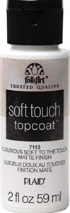 folkart acrylic craft paint softtouch top coat, 2 oz, clear