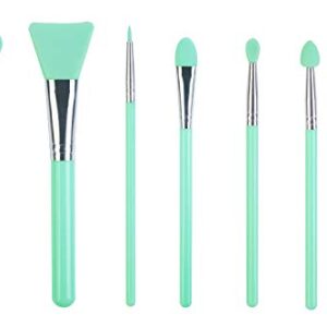 LORMAY 7 Pcs Silicone Brush applicator kit for UV Resin Epoxy Art Crafting and Cream Makeup Products (Mint Green)