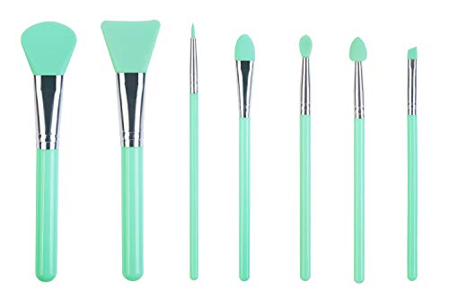 LORMAY 7 Pcs Silicone Brush applicator kit for UV Resin Epoxy Art Crafting and Cream Makeup Products (Mint Green)