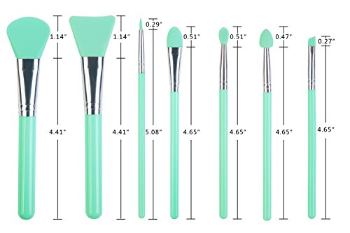 LORMAY 7 Pcs Silicone Brush applicator kit for UV Resin Epoxy Art Crafting and Cream Makeup Products (Mint Green)