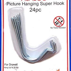 24pc Set ALAZCO Super Hooks - Hang Pictures Mirrors Clocks Wall Art Without Any Tool, Hammer, Nails or Drilling! Excellent Quality!