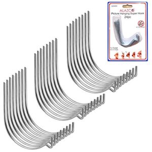 24pc set alazco super hooks – hang pictures mirrors clocks wall art without any tool, hammer, nails or drilling! excellent quality!