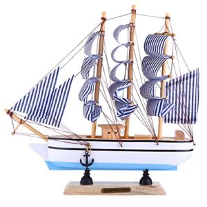 vosarea wood sailboat model blue ship figurine 3d assembling building table ornaments for home office shelf nautical decoration christmas favors