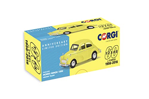 Corgi VA05808 British Motor Heritage Morris Minor 1000 60th Anniversary Collection Model, Highway Yellow
