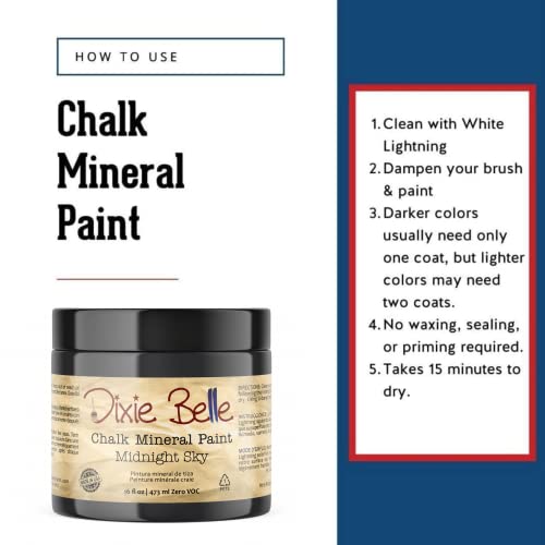 Dixie Belle Paint Company Chalk Finish Furniture Paint | Midnight Sky (16oz) | Matte Blue Black Chic Chalk Mineral Paint | DIY Furniture Paint | Made in the USA